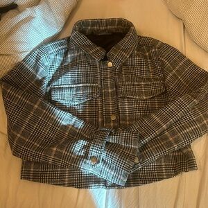 Plaid cropped zip up jacket, Stoosh
